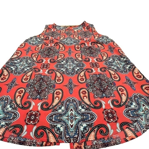 VERSE WOMEN’S Paisley Print Split Neck Sleeveless Blouse, Size Large - Picture 4 of 13